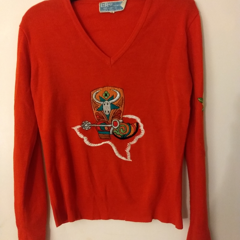 Vintage orange Texas sweater. Size medium